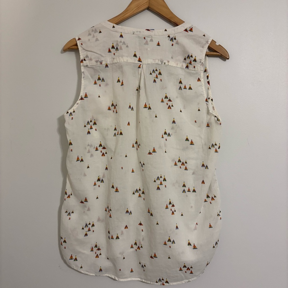 Eddie Bauer Teepee Print Button-Front Tank - Size Large - Picture 8 of 12